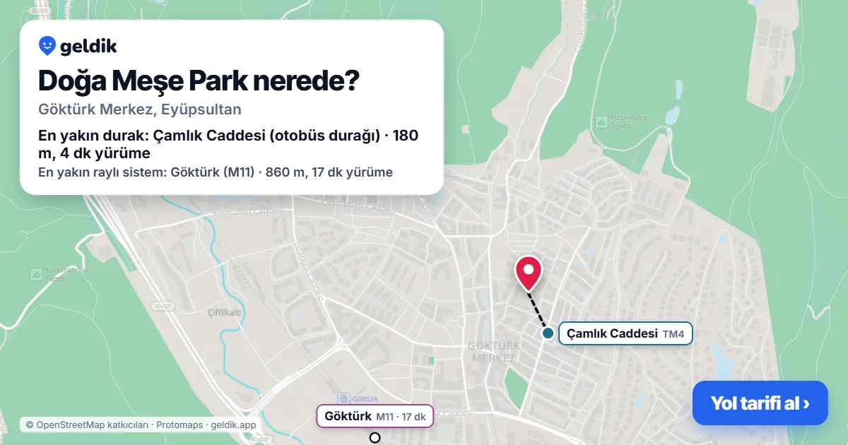 Where is Doğa Meşe Park: map with its location and the nearest stops, with walking times
