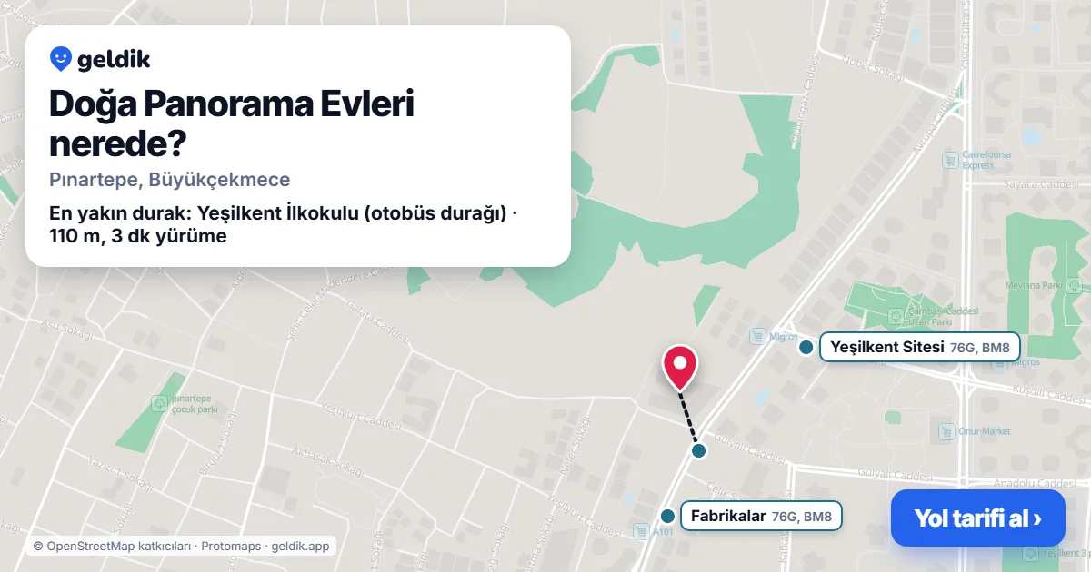 Where is Doğa Panorama Evleri: map with its location and the nearest stops, with walking times