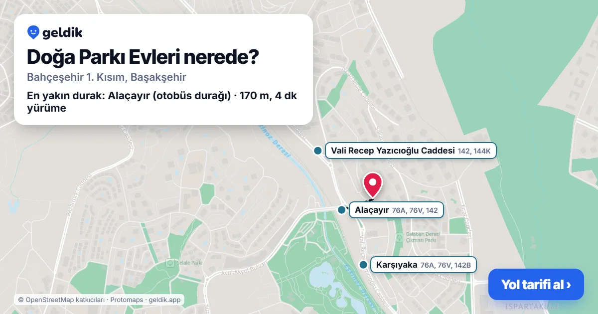 Doğa Parkı Evleri nerede: haritada konumu ve en yakın duraklar, yürüme süreleriyle