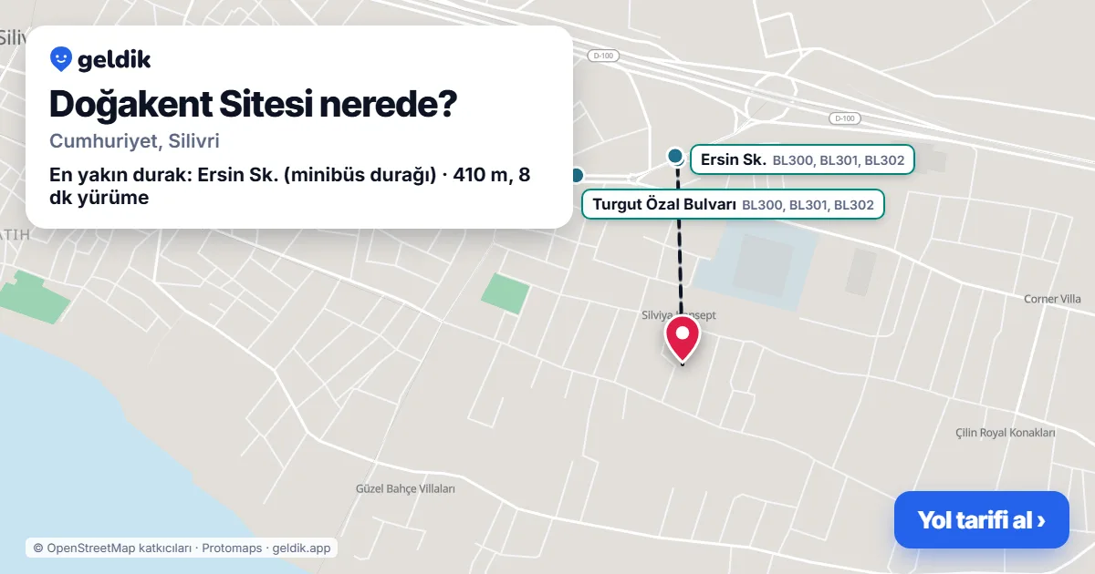 Doğakent Sitesi nerede: haritada konumu ve en yakın duraklar, yürüme süreleriyle