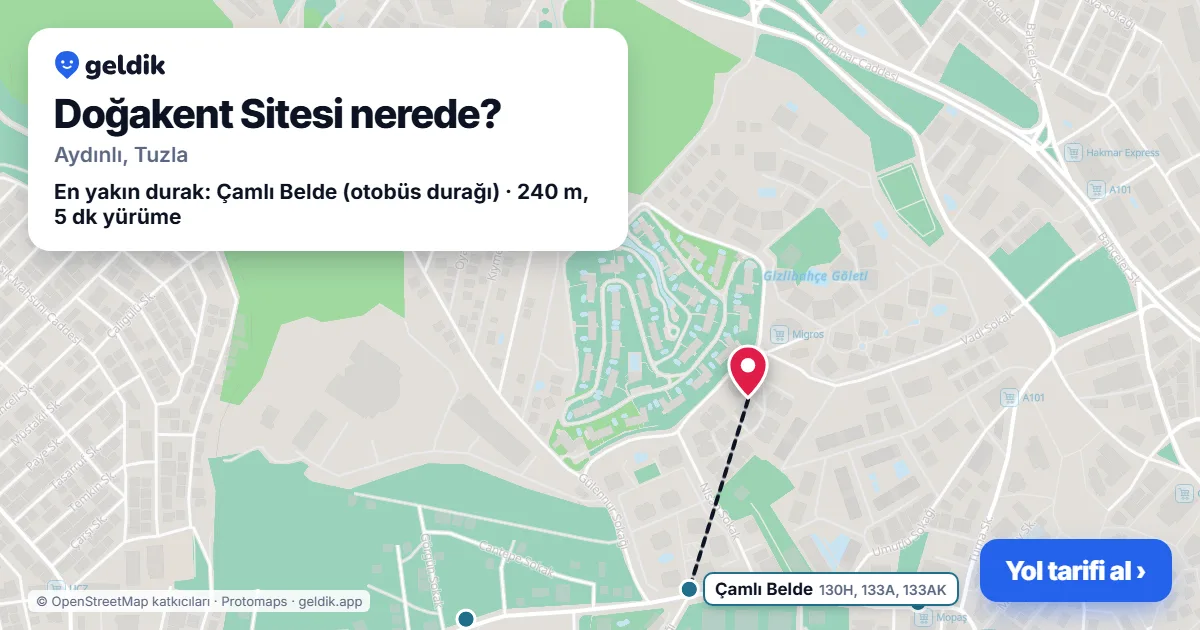 Doğakent Sitesi nerede: haritada konumu ve en yakın duraklar, yürüme süreleriyle