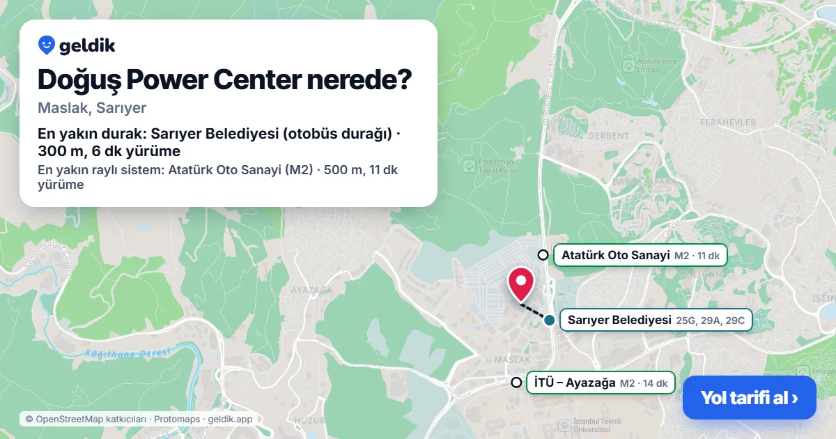 Doğuş Power Center nerede: haritada konumu ve en yakın duraklar, yürüme süreleriyle