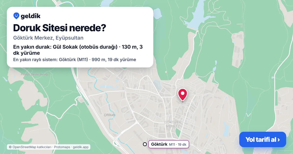 Doruk Sitesi nerede: haritada konumu ve en yakın duraklar, yürüme süreleriyle