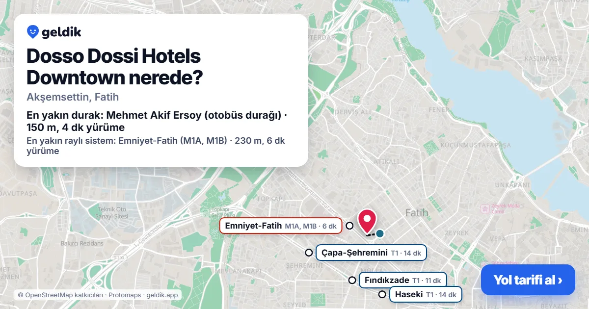Dosso Dossi Hotels Downtown nerede: haritada konumu ve en yakın duraklar, yürüme süreleriyle
