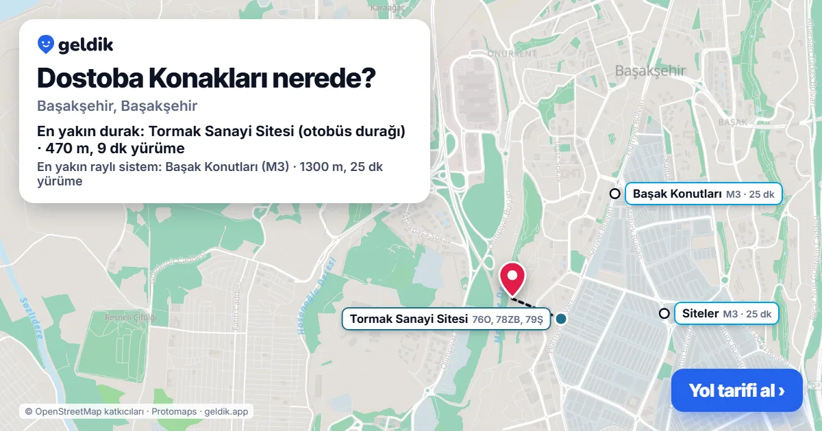 Dostoba Konakları nerede: haritada konumu ve en yakın duraklar, yürüme süreleriyle
