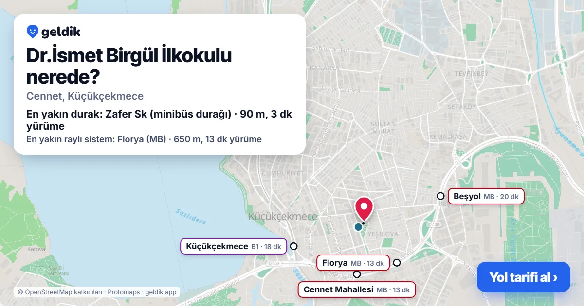 Dr.İsmet Birgül İlkokulu nerede: haritada konumu ve en yakın duraklar, yürüme süreleriyle