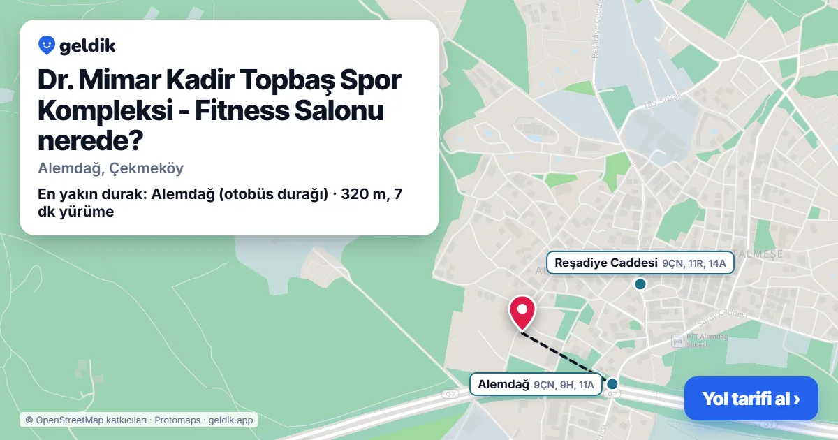 Dr. Mimar Kadir Topbaş Spor Kompleksi - Fitness Salonu nerede: haritada konumu ve en yakın duraklar, yürüme süreleriyle