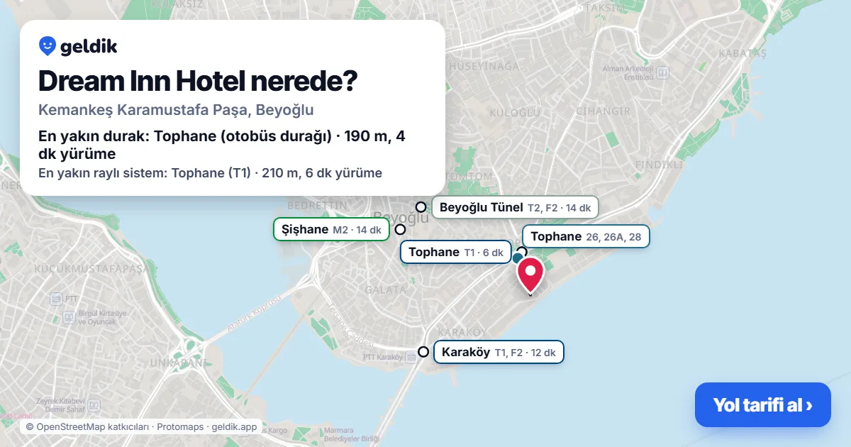 Where is Dream Inn Hotel: map with its location and the nearest stops, with walking times