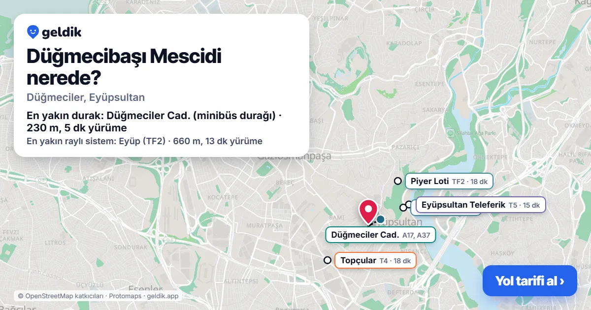 Where is Düğmecibaşı Mescidi: map with its location and the nearest stops, with walking times