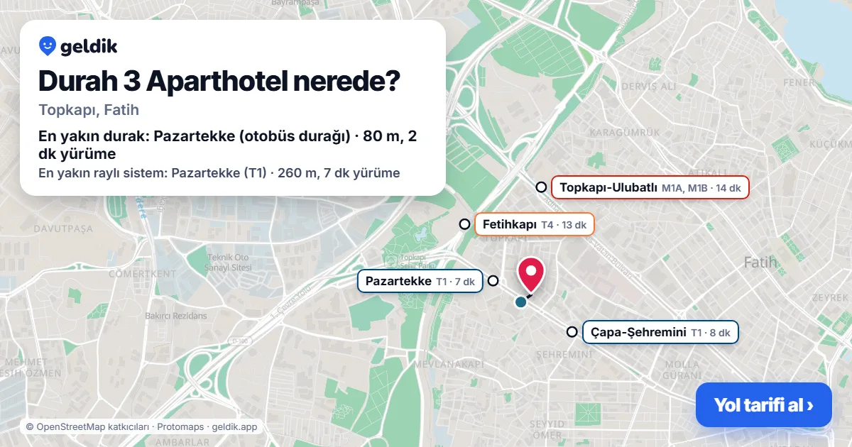 Where is Durah 3 Aparthotel: map with its location and the nearest stops, with walking times