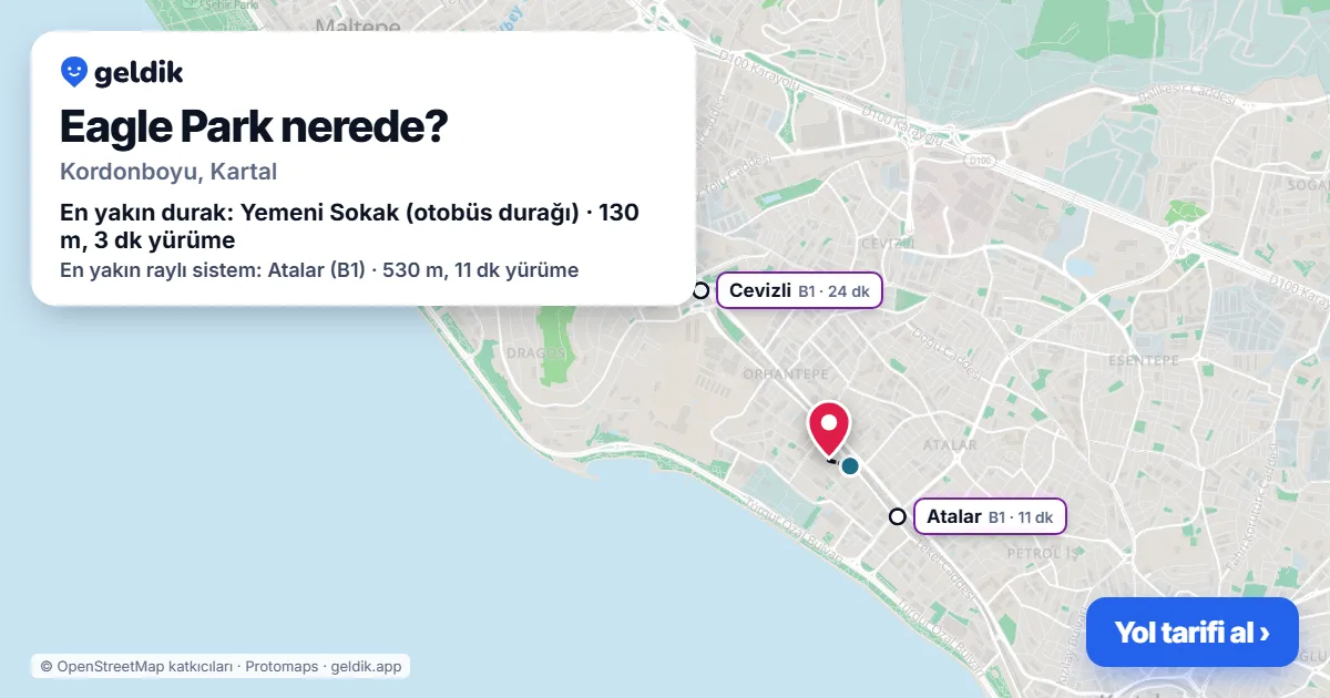 Eagle Park nerede: haritada konumu ve en yakın duraklar, yürüme süreleriyle
