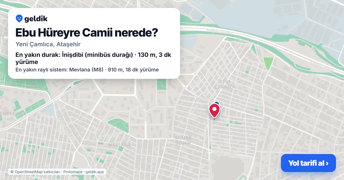 Where is Ebu Hüreyre Camii: map with its location and the nearest stops, with walking times