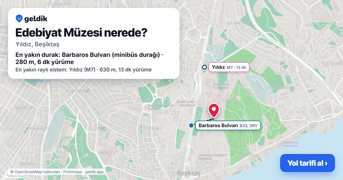 Edebiyat Müzesi nerede: haritada konumu ve en yakın duraklar, yürüme süreleriyle