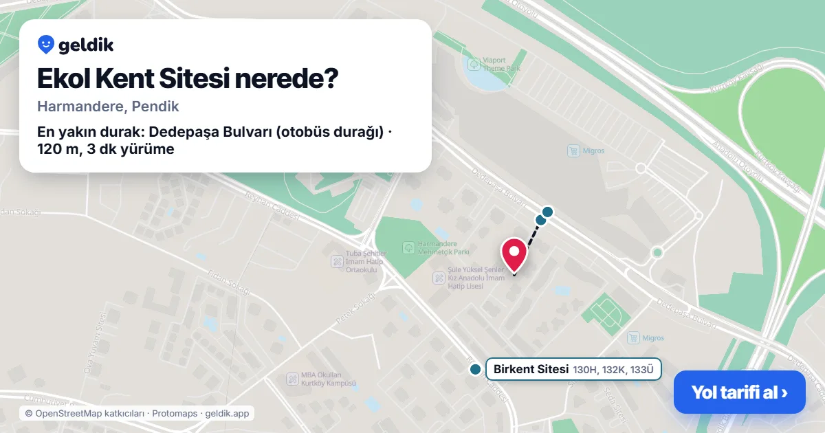 Ekol Kent Sitesi nerede: haritada konumu ve en yakın duraklar, yürüme süreleriyle
