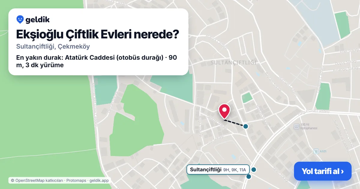 Ekşioğlu Çiftlik Evleri nerede: haritada konumu ve en yakın duraklar, yürüme süreleriyle