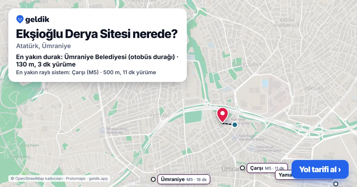 Where is Ekşioğlu Derya Sitesi: map with its location and the nearest stops, with walking times