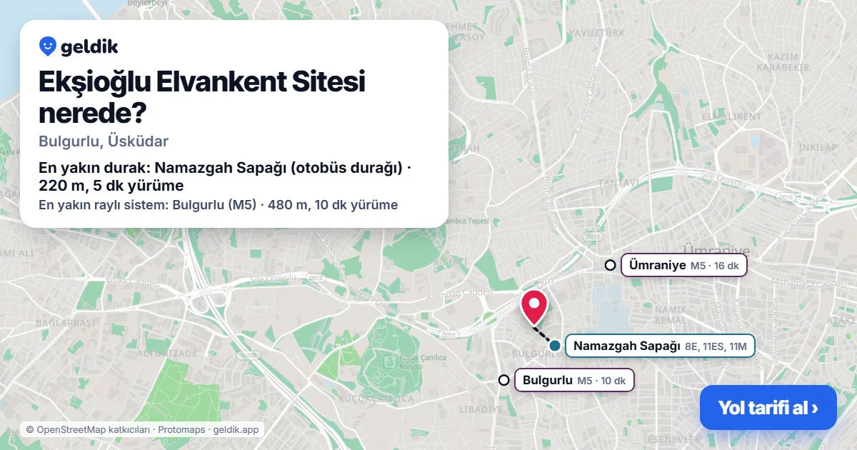 Where is Ekşioğlu Elvankent Sitesi: map with its location and the nearest stops, with walking times