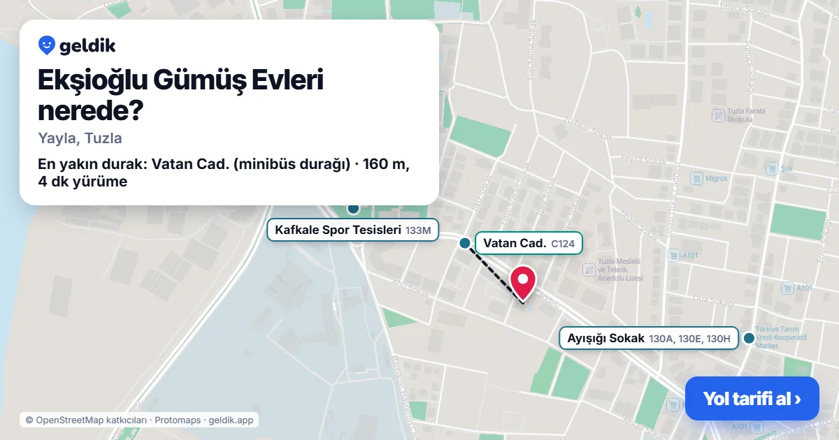 Where is Ekşioğlu Gümüş Evleri: map with its location and the nearest stops, with walking times