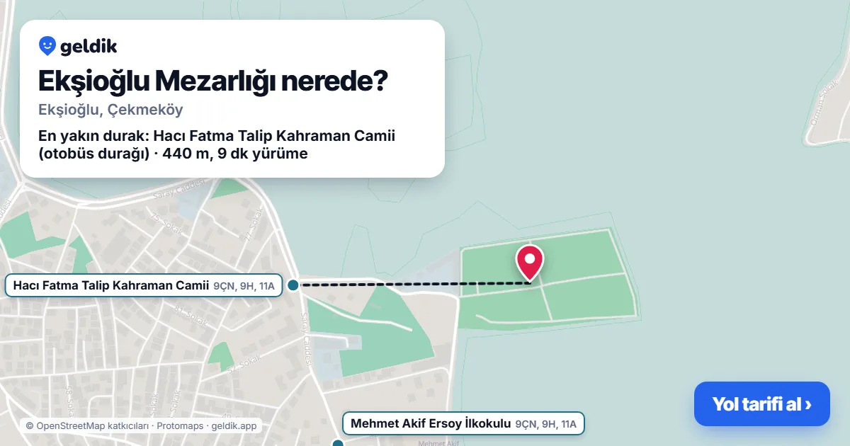 Ekşioğlu Mezarlığı nerede: haritada konumu ve en yakın duraklar, yürüme süreleriyle