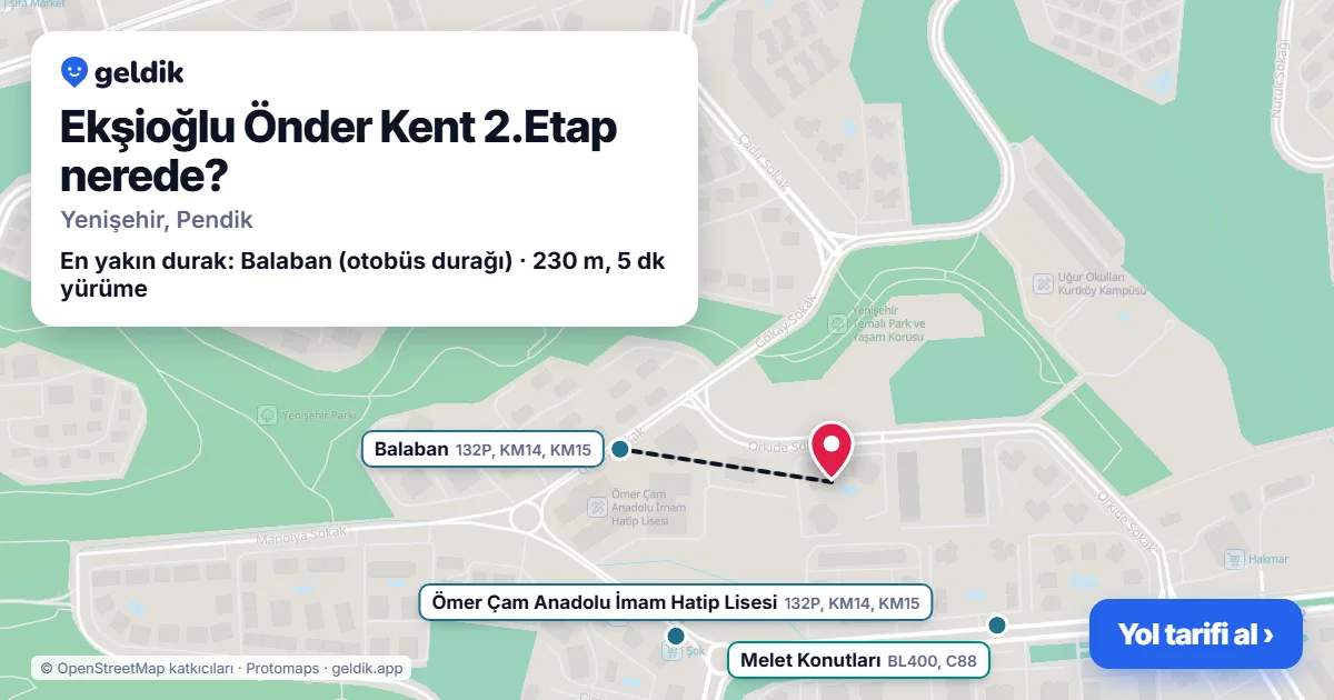 Where is Ekşioğlu Önder Kent 2.Etap: map with its location and the nearest stops, with walking times