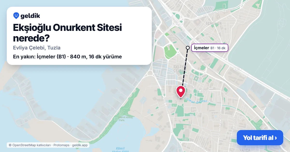 Ekşioğlu Onurkent Sitesi nerede: haritada konumu ve en yakın duraklar, yürüme süreleriyle