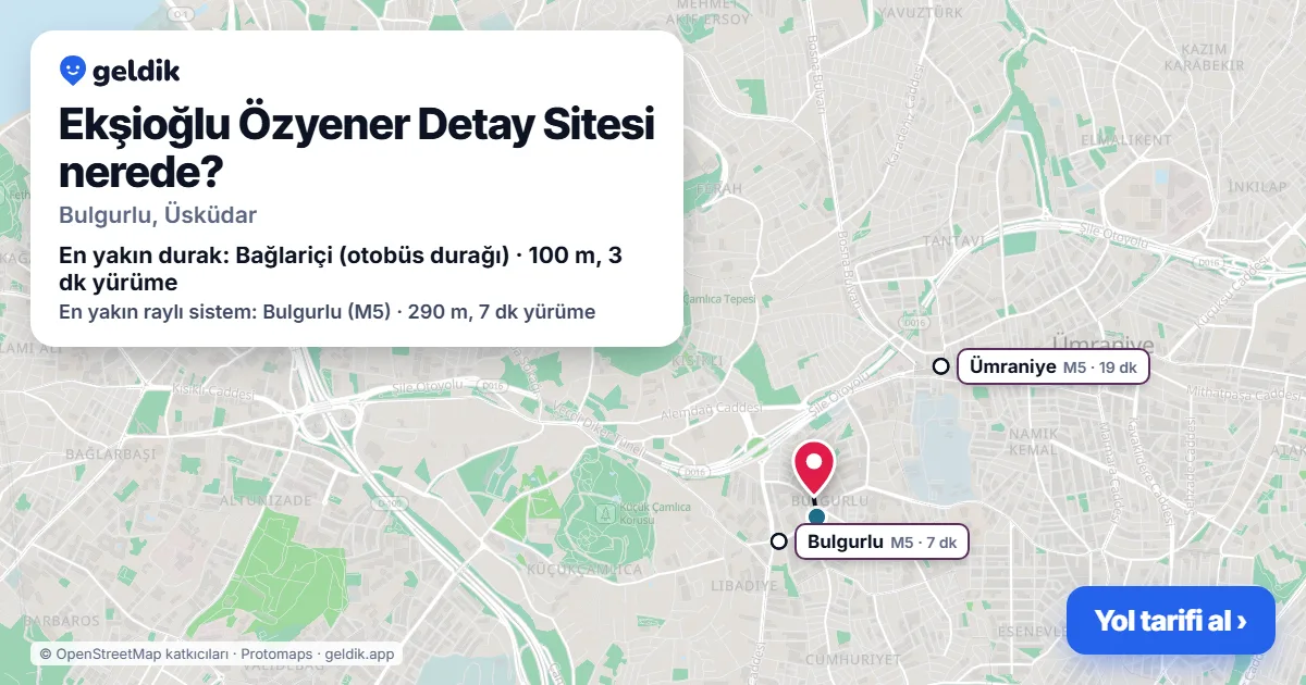 Where is Ekşioğlu Özyener Detay Sitesi: map with its location and the nearest stops, with walking times