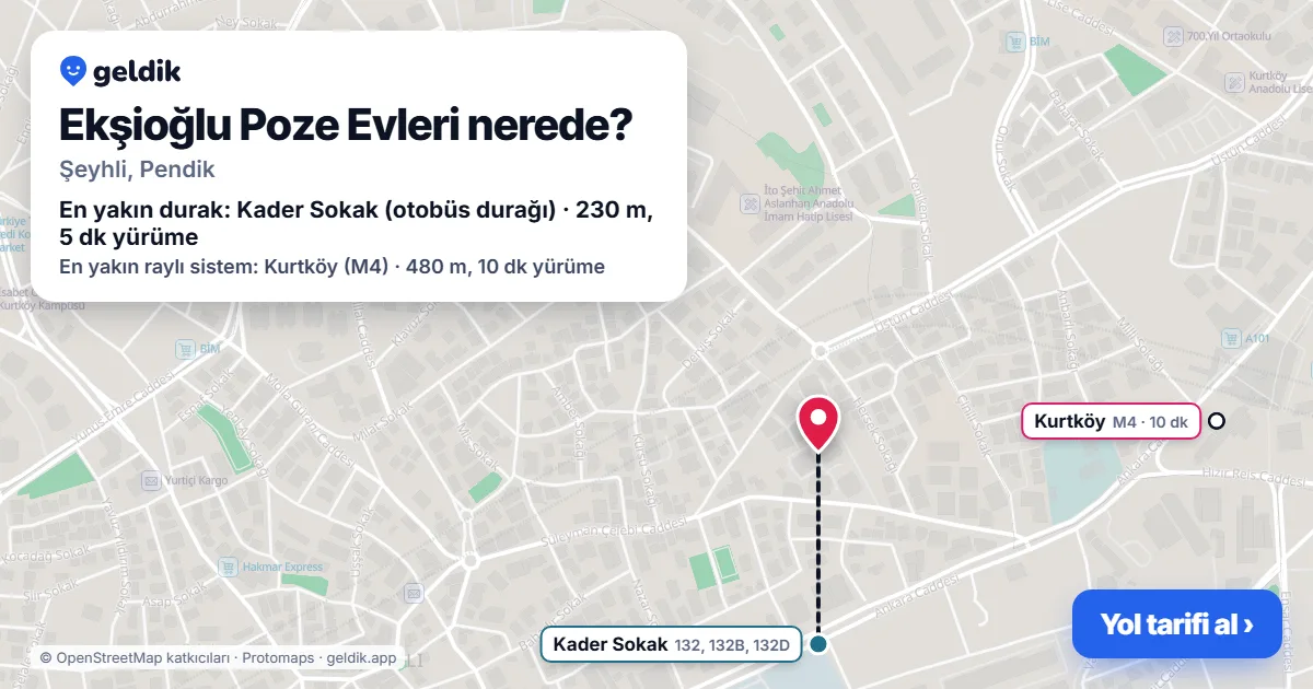 Where is Ekşioğlu Poze Evleri: map with its location and the nearest stops, with walking times