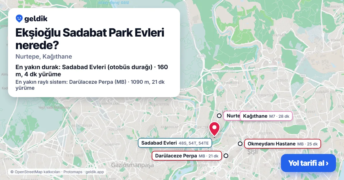 Ekşioğlu Sadabat Park Evleri nerede: haritada konumu ve en yakın duraklar, yürüme süreleriyle