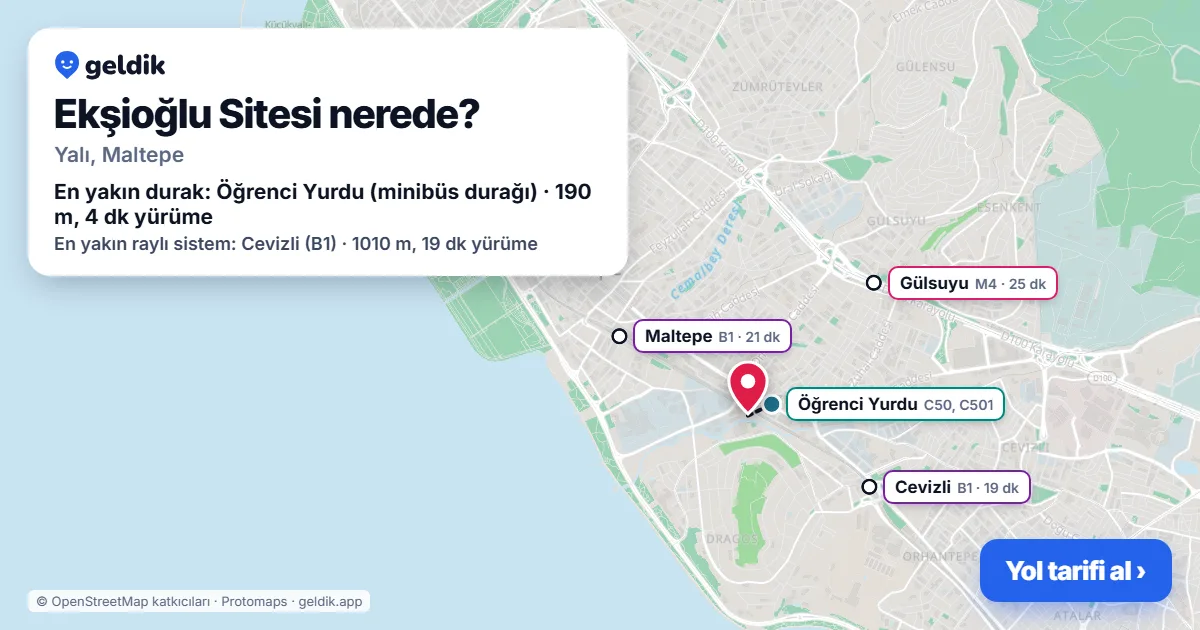 Ekşioğlu Sitesi nerede: haritada konumu ve en yakın duraklar, yürüme süreleriyle