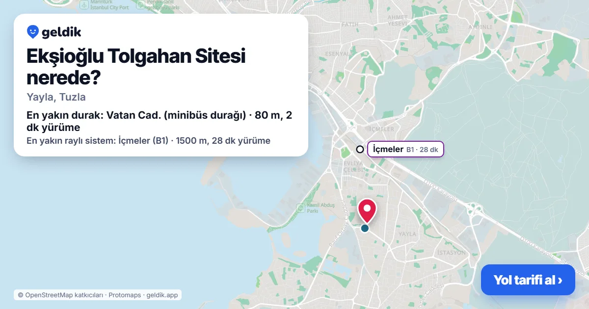 Where is Ekşioğlu Tolgahan Sitesi: map with its location and the nearest stops, with walking times