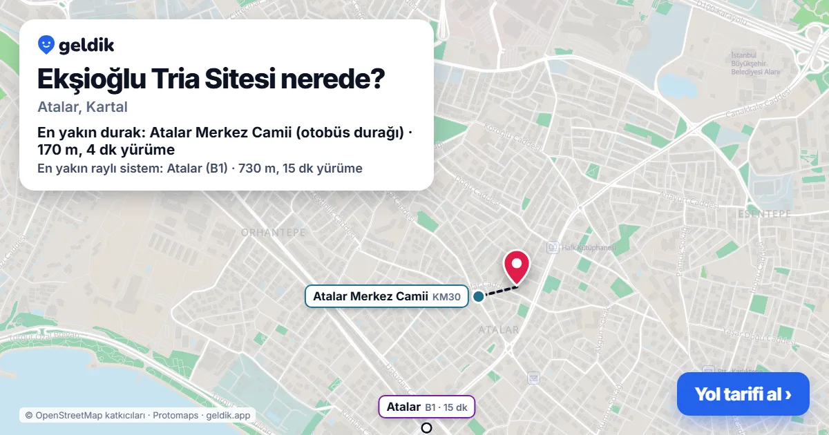Where is Ekşioğlu Tria Sitesi: map with its location and the nearest stops, with walking times