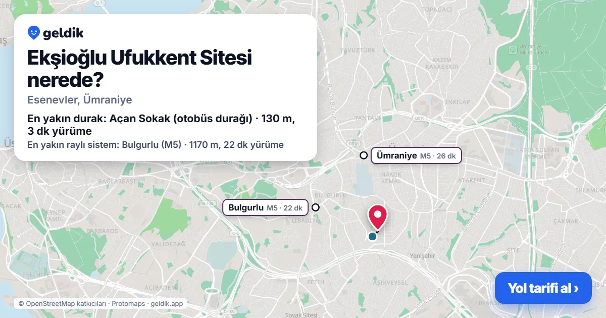 Ekşioğlu Ufukkent Sitesi nerede: haritada konumu ve en yakın duraklar, yürüme süreleriyle