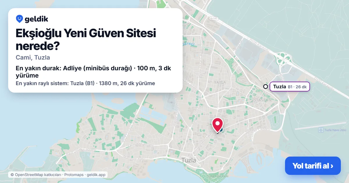 Where is Ekşioğlu Yeni Güven Sitesi: map with its location and the nearest stops, with walking times