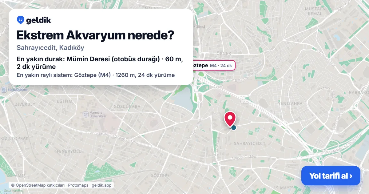 Where is Ekstrem Akvaryum: map with its location and the nearest stops, with walking times
