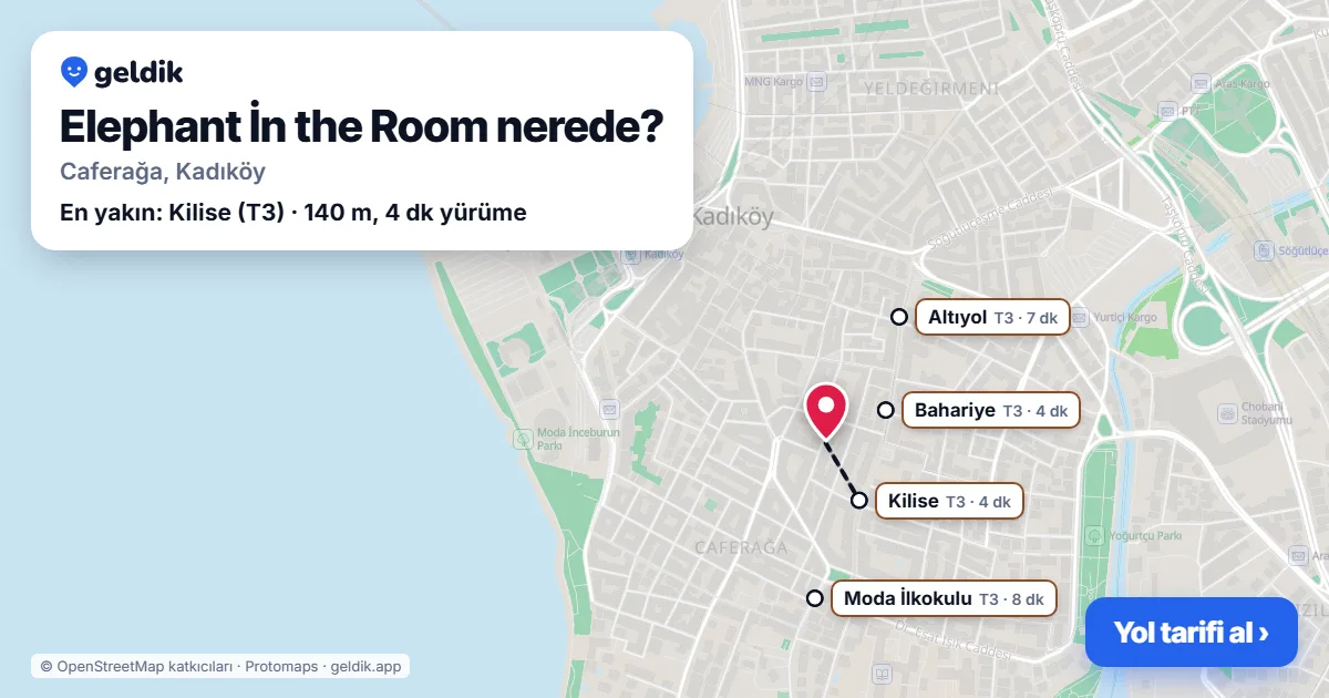 Elephant İn the Room nerede: haritada konumu ve en yakın duraklar, yürüme süreleriyle