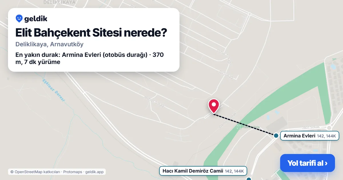 Elit Bahçekent Sitesi nerede: haritada konumu ve en yakın duraklar, yürüme süreleriyle