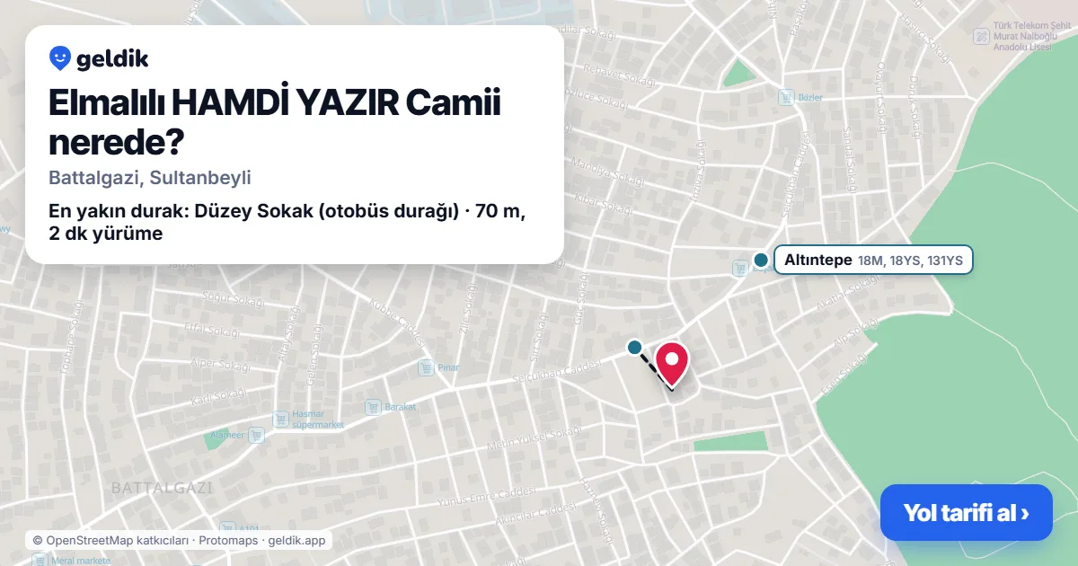 Elmalılı HAMDİ YAZIR Camii nerede: haritada konumu ve en yakın duraklar, yürüme süreleriyle