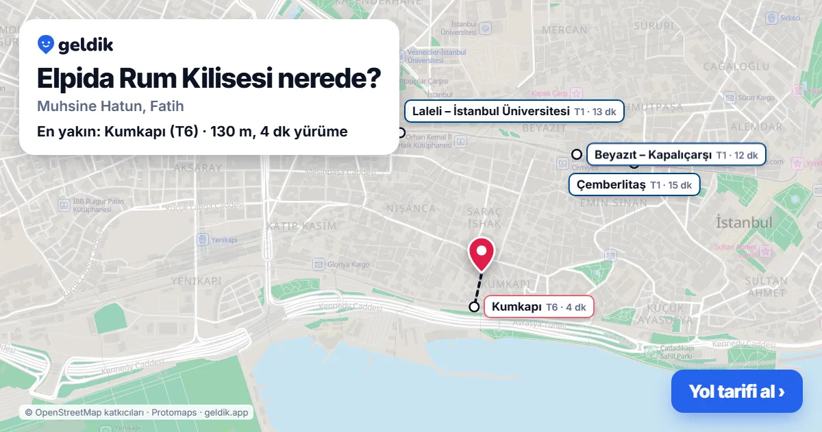 Elpida Rum Kilisesi nerede: haritada konumu ve en yakın duraklar, yürüme süreleriyle