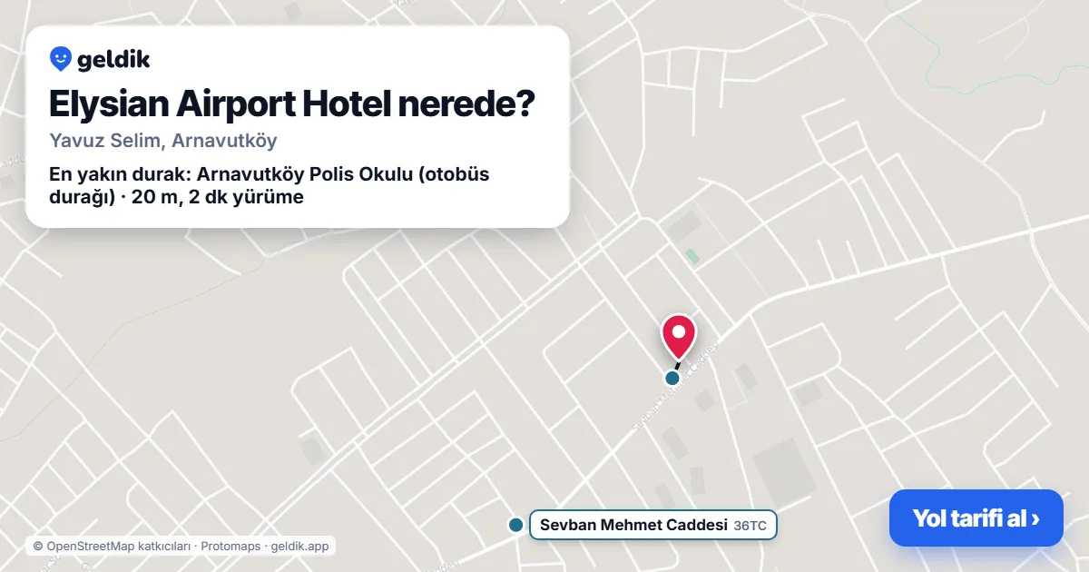 Elysian Airport Hotel nerede: haritada konumu ve en yakın duraklar, yürüme süreleriyle