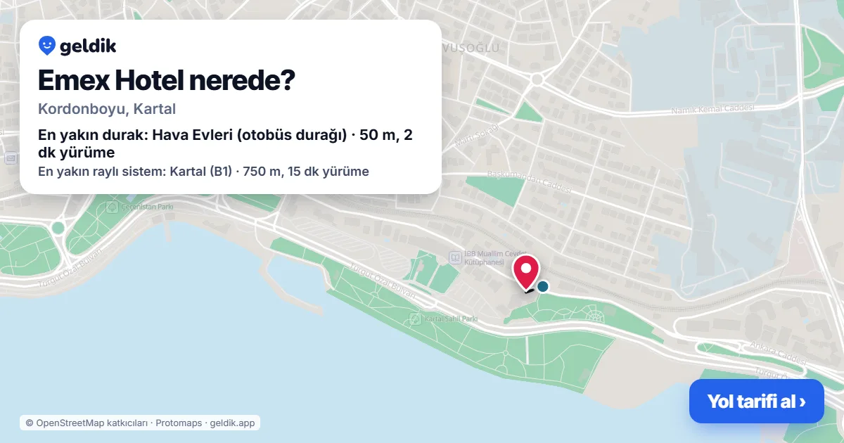 Where is Emex Hotel: map with its location and the nearest stops, with walking times