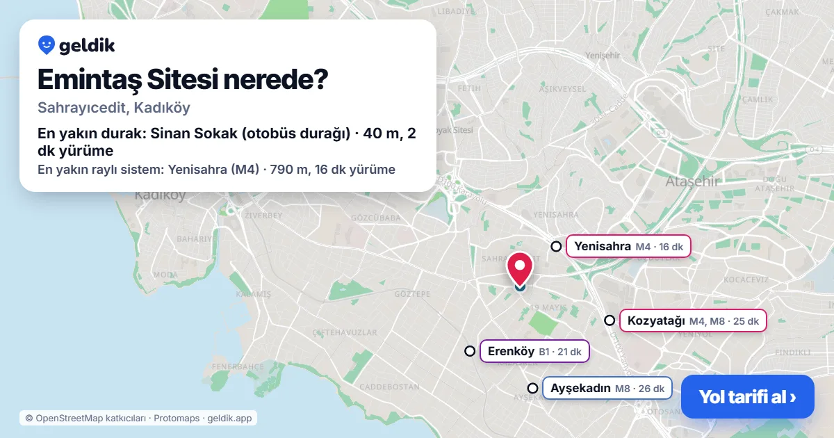 Emintaş Sitesi nerede: haritada konumu ve en yakın duraklar, yürüme süreleriyle