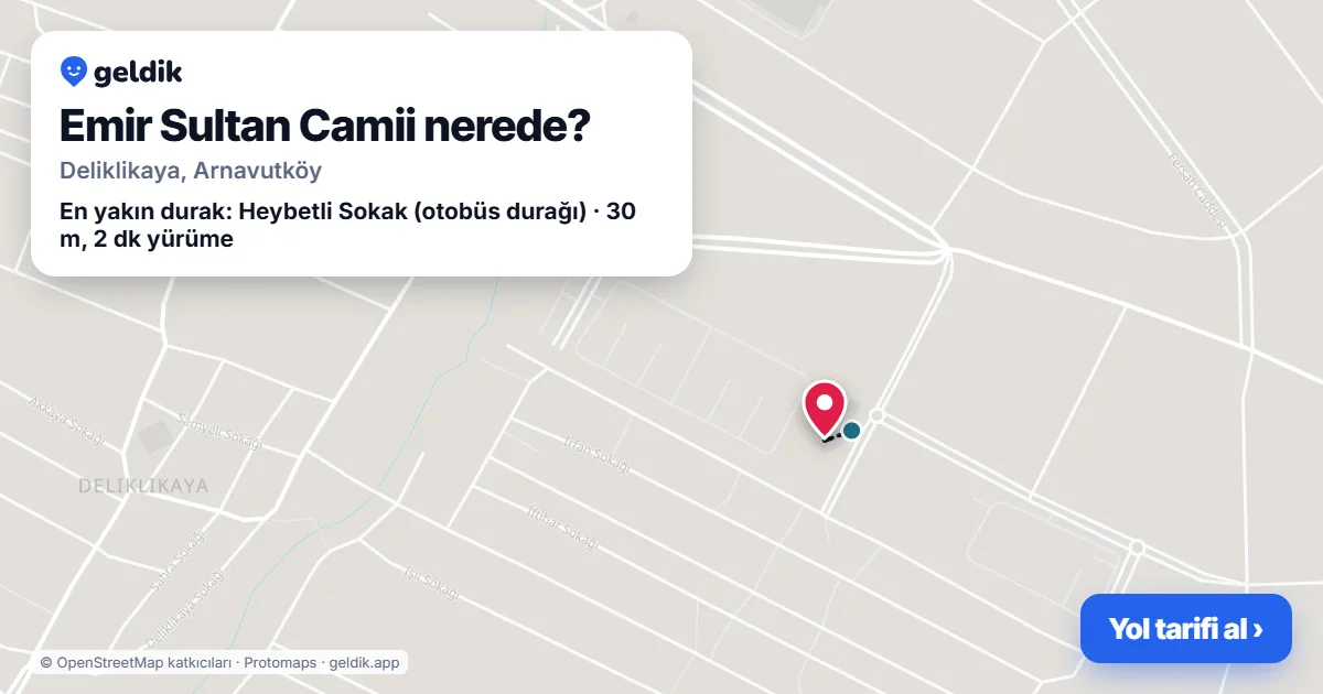 Where is Emir Sultan Camii: map with its location and the nearest stops, with walking times