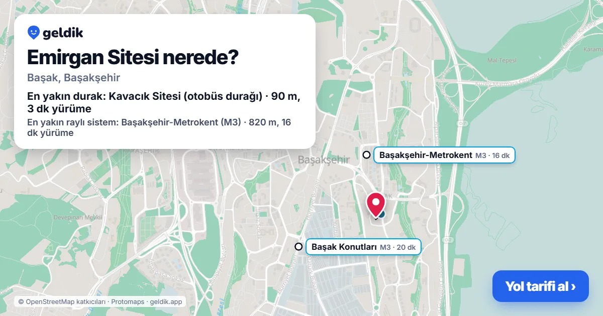 Emirgan Sitesi nerede: haritada konumu ve en yakın duraklar, yürüme süreleriyle