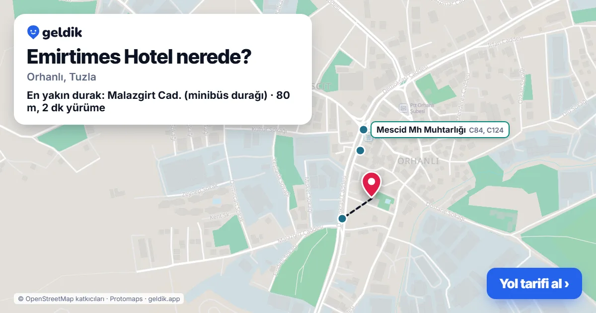 Emirtimes Hotel nerede: haritada konumu ve en yakın duraklar, yürüme süreleriyle