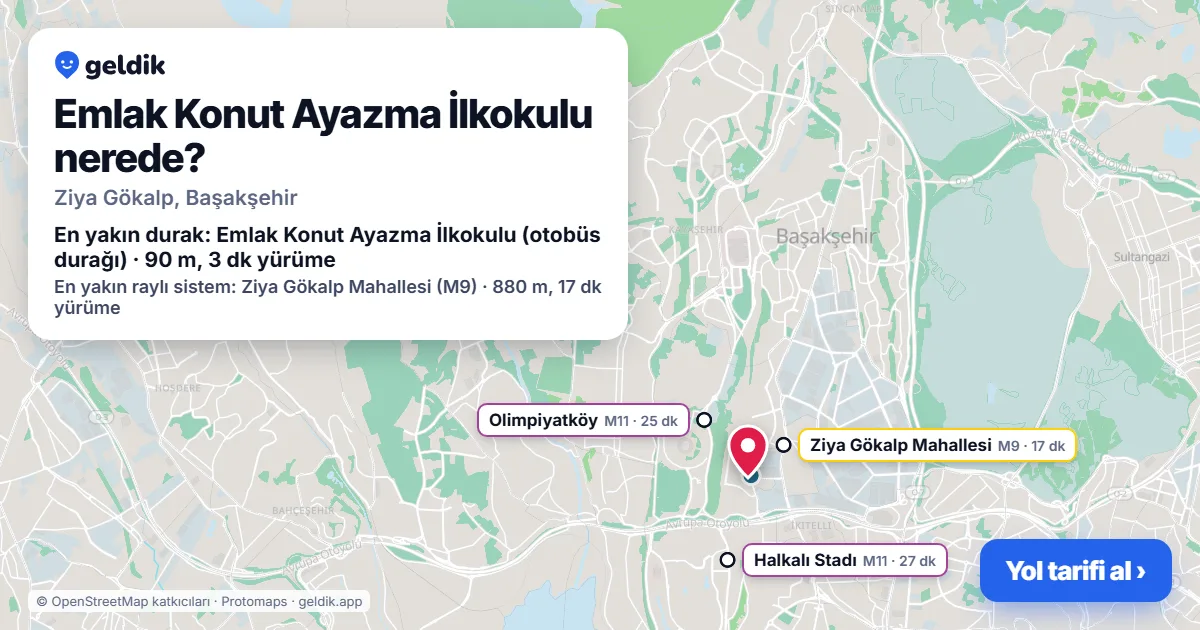 Emlak Konut Ayazma İlkokulu nerede: haritada konumu ve en yakın duraklar, yürüme süreleriyle