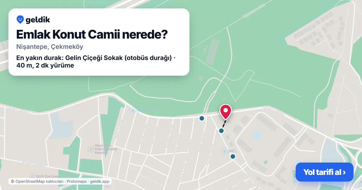 Emlak Konut Camii nerede: haritada konumu ve en yakın duraklar, yürüme süreleriyle