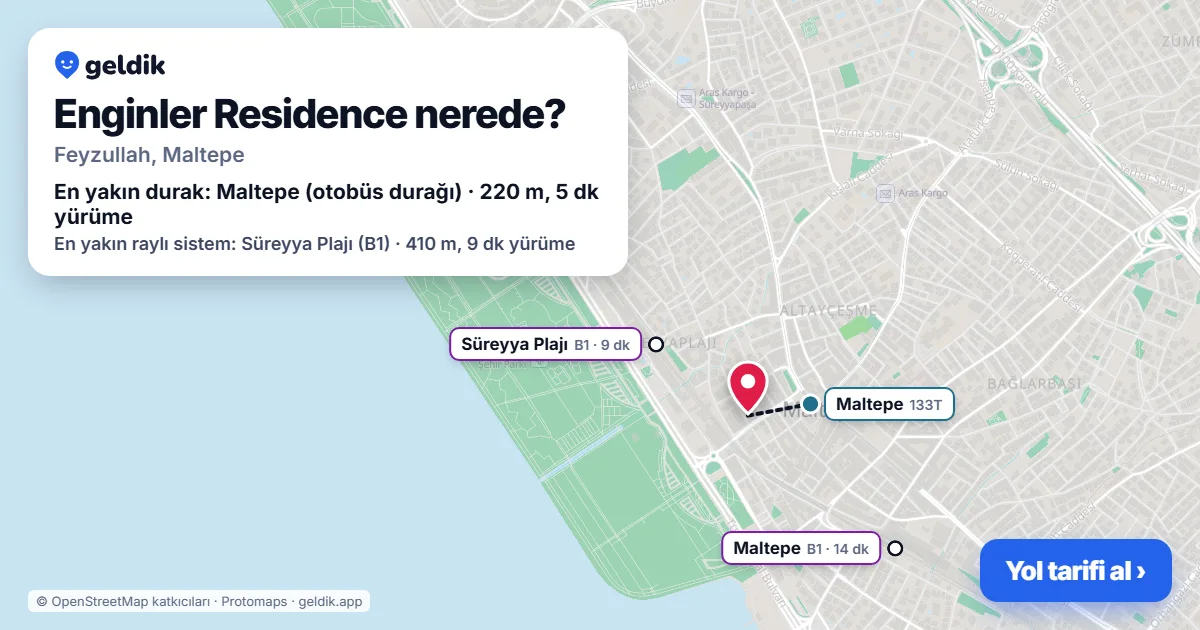 Enginler Residence nerede: haritada konumu ve en yakın duraklar, yürüme süreleriyle