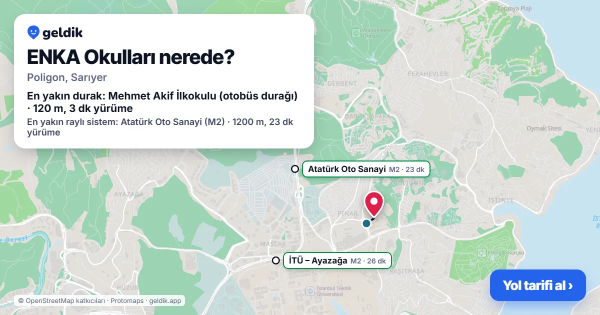Where is ENKA Okulları: map with its location and the nearest stops, with walking times