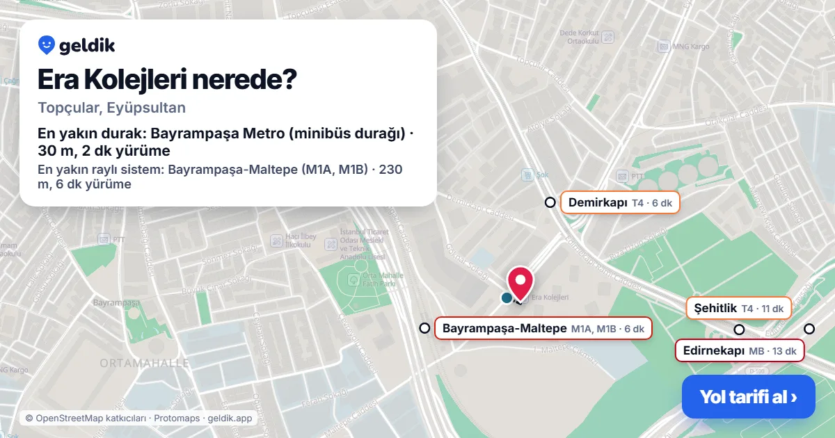 Era Kolejleri nerede: haritada konumu ve en yakın duraklar, yürüme süreleriyle