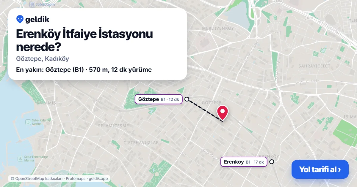 Erenköy İtfaiye İstasyonu nerede: haritada konumu ve en yakın duraklar, yürüme süreleriyle